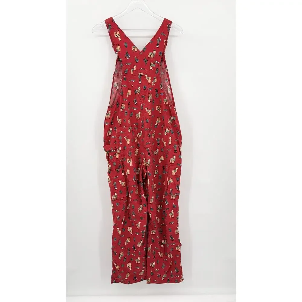 Duluth Trading Co Red Llama Cactus Heirloom Gardening Bib Overalls Small 29 - Picture 5 of 15